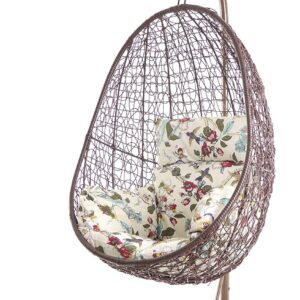 Kideo Fauteuil suspendu complet avec armature et coussins marron - Fauteuil lounge avec coussin nid ivoire - Mobilier moderne intérieur extérieur