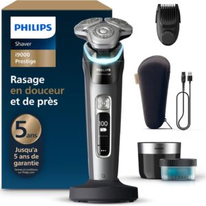 Rasoir électrique Philips i9000 Prestige XP9202-33 - Rasage sec et humide - SkinIQ et Triple Lift and Cut - Lames Dual SteelPrecision 360 et styler barbe