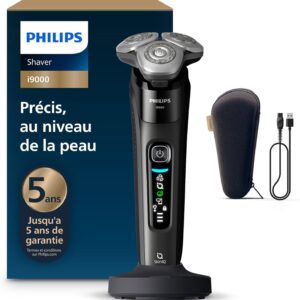 Rasoir électrique Philips i9000 X9000-10 - Rasage sec et humide noir encre - SkinIQ et Triple Lift and Cut - Lames Dual SteelPrecision 360