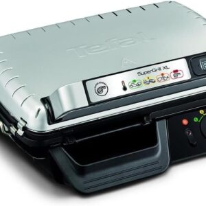 Grill électrique Tefal SuperGrill XL GC461B - Puissance 2400 W - Plaques 350 x 205 mm - Barbecue de table noir métallique garanti deux ans