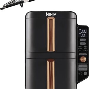Ninja Double Stack XL Air Fryer verticale 9,5 L - Friteuse sans huile 6 en 1 avec 2 compartiments 4 niveaux de cuisson noir cuivre