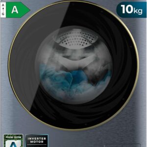 Lave-linge frontal Cecotec Bolero DressCode 10950 Autodose - Capacité 10 kg et essorage 1400 tours - Treize programmes - Moteur Inverter Plus bleu glacé