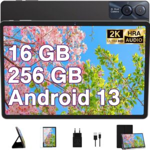 Tablette tactile Android 13 11 pouces écran 2K - 16 Go RAM 256 Go ROM extensible 1 To - Octa Core WiFi 5G GPS Bluetooth 5.0 avec clavier souris noir