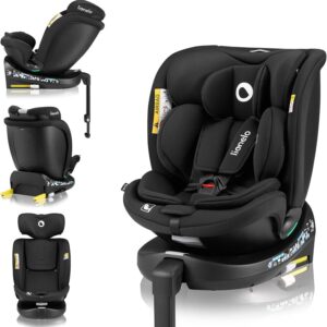 Siège auto Lionelo Navy i-Size Onyx - De 40 à 150 cm groupe 0 plus 1 2 3 - Rotation 360 degrés ISOFIX et jambe de force - Installation dos et face route Dri-Seat