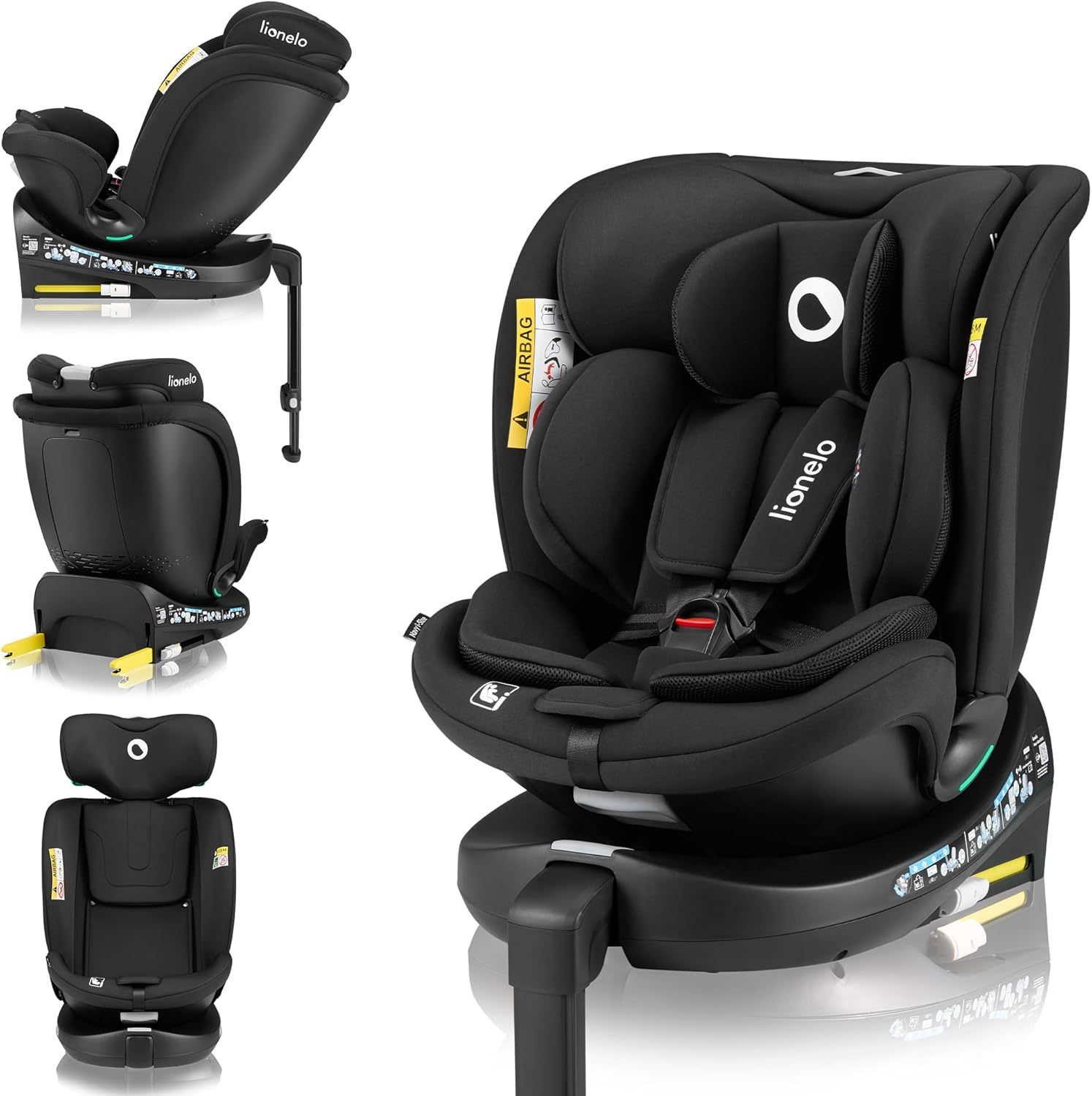 Siège auto Lionelo Navy i-Size Onyx - De 40 à 150 cm groupe 0 plus 1 2 3 - Rotation 360 degrés ISOFIX et jambe de force - Installation dos et face route Dri-Seat