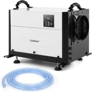 COSTWAY QE32670FR - Déshumidificateur professionnel 58,5 L par jour - Trois modes minuterie 24 h dégivrage automatique et tuyau de vidange - Pour entrepôt et sous-sol noir