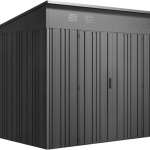 Abri de jardin Hoggar Pioneer Y70 - Surface 5,66 mètres carrés dimensions 256 x 221 x 215 cm - Structure autoportante - Portes renforcées avec serrure