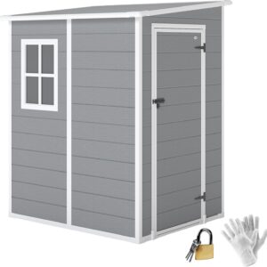 Outsunny Abri de jardin aluminium et PP 1,54 m² - Cabane outils avec porte verrouillable fenêtre et aération gris