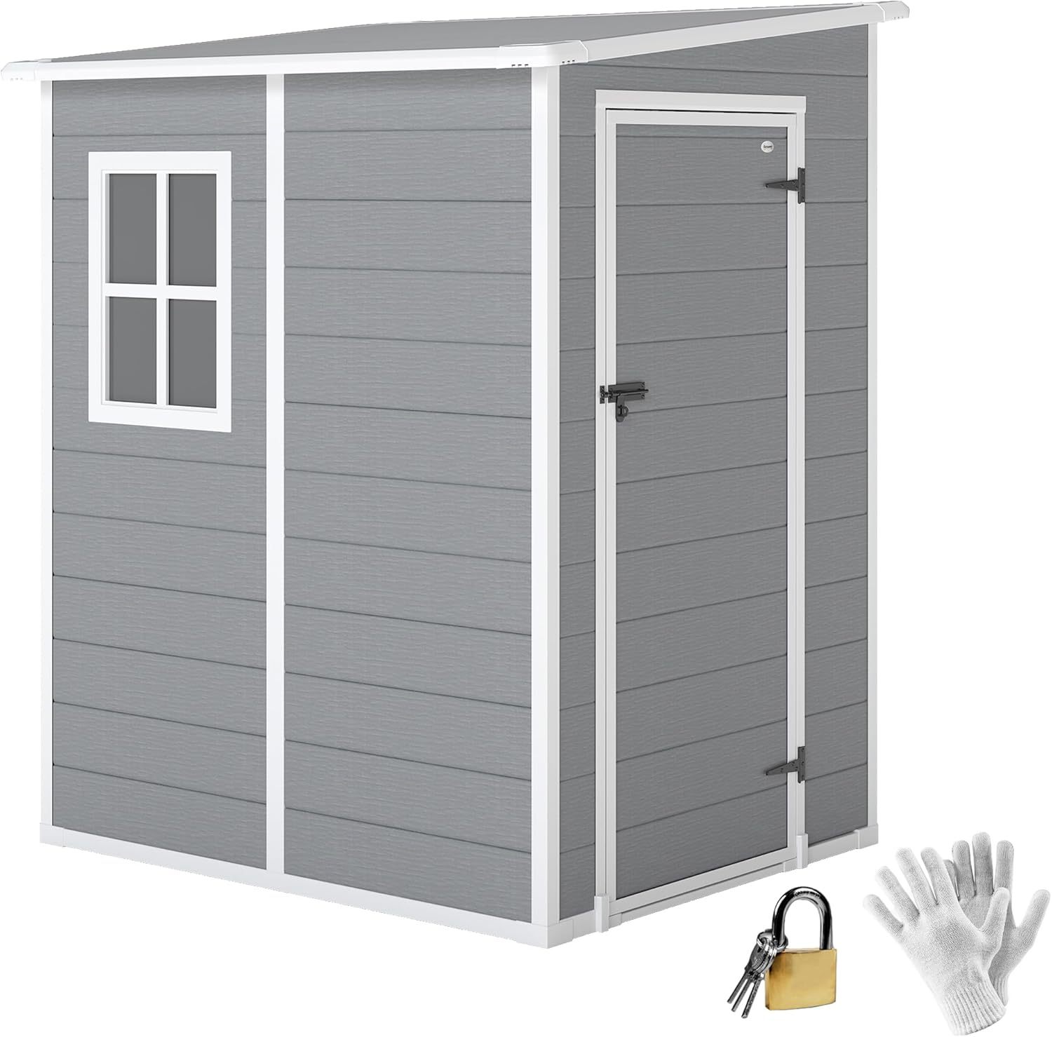 Outsunny Abri de jardin aluminium et PP 1,54 m² - Cabane outils avec porte verrouillable fenêtre et aération gris