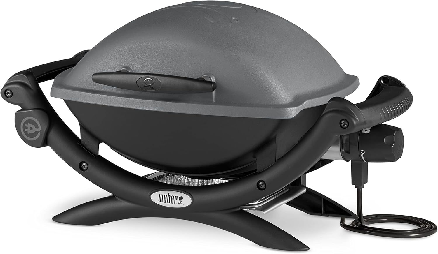 Weber Q 1400 - Barbecue électrique portable - Grille en fonte d'acier émaillée surface de cuisson 43 x 32 cm - Bac de récupération amovible noir