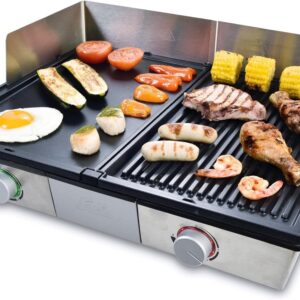 Sanyo Deli Grill électrique de table - Grill électrique 2200 W noir argent pour grillades et cuisson quotidienne