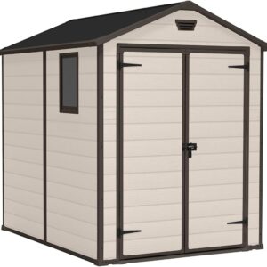 Abri de jardin Keter Manor 68 beige - Surface 4,1 mètres carrés - Cabane extérieure spacieuse - Rangement pour outils et équipements de jardin