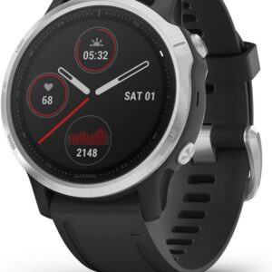 Montre GPS multisports Garmin Fenix 6S - Boîtier 42 mm haut de gamme - Paiement sans contact Garmin Pay - Silver noir bracelet silicone noir