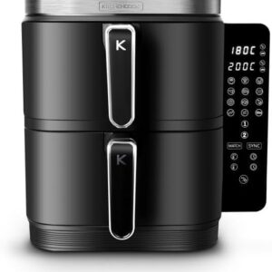 Friteuse à air verticale Kitchencook - Capacité totale 12 L et puissance 2800 W - Douze programmes automatiques - Thermostat réglable et panier amovible