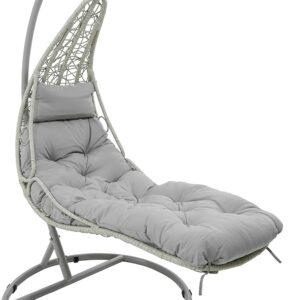 Fauteuil suspendu jardin en aluminium et HULARO avec coussin hamac - Chaise suspendue pour véranda et extérieur gris