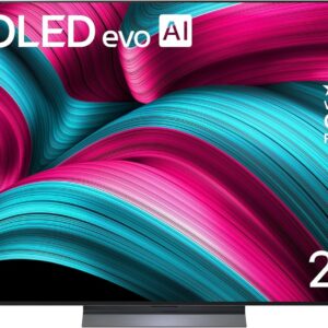 TV OLED LG OLED77C5 77 pouces - OLED evo 4K modèle 2025 - Fréquence 120 Hz et booster de luminosité - Noir profond grand écran 195 cm