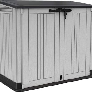 Abri de jardin Keter Store It Out Nova - Dimensions 132 x 71,5 x 113,5 cm - Structure gris clair - Couvercle gris foncé pour rangement extérieur