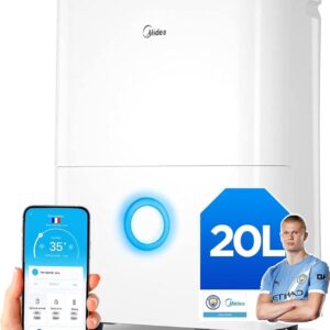 Déshumidificateur Midea 20 L par jour connecté - Réservoir 3 L - WiFi, application et séchage du linge - Pour surfaces jusqu'à 50 m2