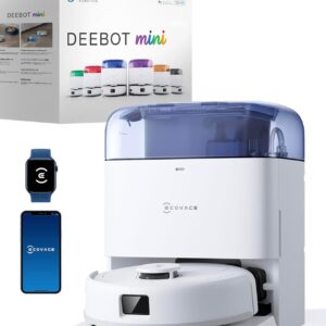 Robot aspirateur laveur ECOVACS DEEBOT Mini bleu - Aspiration 9000 Pa ZeroTangle 2.0 - TrueMapping 2.0 et lavage intelligent - Vidage automatique séchage à 45 degrés C