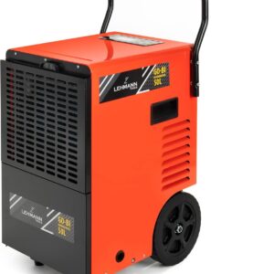 Déshumidificateur professionnel Lehmann 50 L par jour - Réservoir 7 L - Format industriel robuste à vitesse unique - Pour surfaces jusqu'à 120 m2