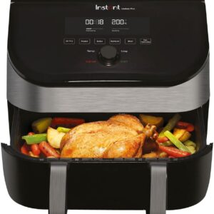 Instant VersaZone Inox Friteuse sans huile numérique 8,5 L - Air Fryer XL tiroir modulable 2 zones 1700 W 8 programmes