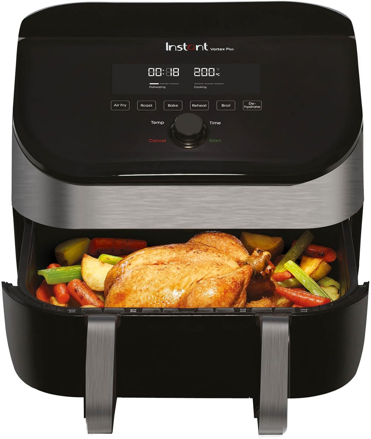 Instant VersaZone Inox Friteuse sans huile numérique 8,5 L - Air Fryer XL tiroir modulable 2 zones 1700 W 8 programmes