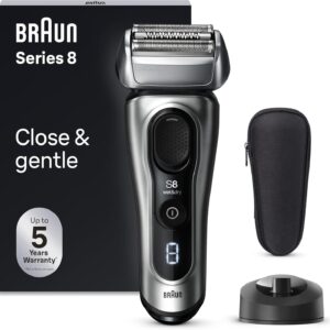 Braun Series 8 8517s Rasoir électrique homme argent - 4 éléments de rasage et tondeuse précision - Base recharge étanche autonomie 60 minutes