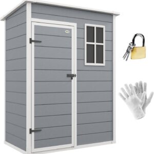 Abri de jardin Outsunny gris - Surface 1,14 mètre carré dimensions 151 x 92 x 193 cm - Structure en plastique avec fenêtre - Porte verrouillable et aération
