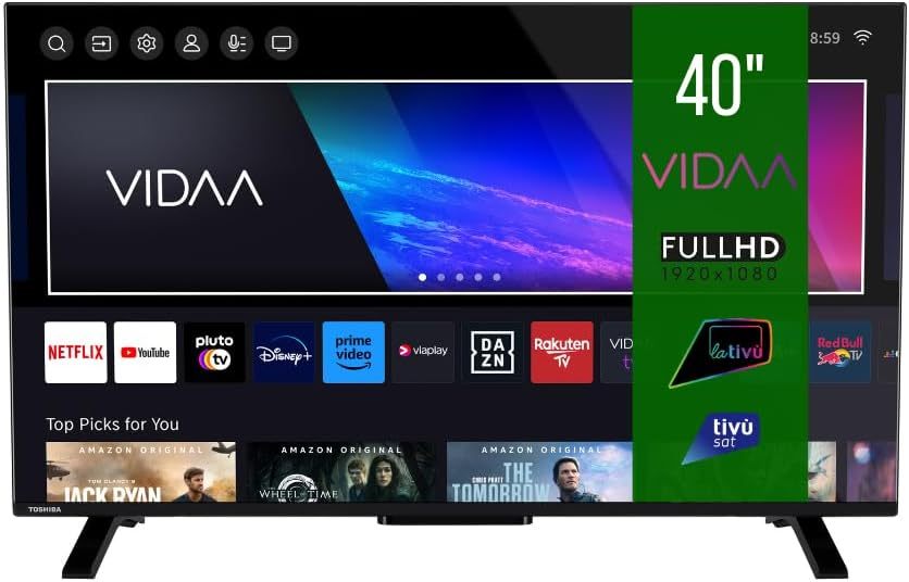 Téléviseur Toshiba 40LV2E63DA 40 pouces - Écran LCD avec rétroéclairage LED - Série WL LV2E - Diagonale 102 cm pour salon et chambre