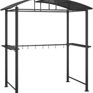 Gazebo barbecue vidaXL anthracite - Dimensions 210 x 114 x 230 cm - Structure en acier avec étagères latérales - Auvent et pergola pour barbecue