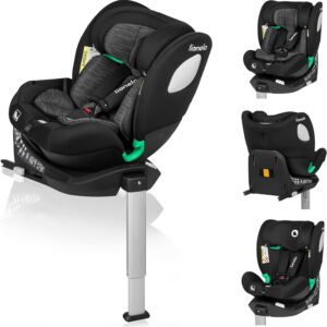 LIONELO Braam - Siège auto bébé 0-36 kg Isofix ou ceinture - Rotation 360 degrés dos et face route avec jambe de force