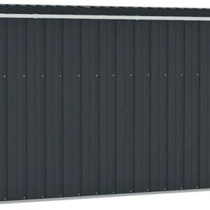 Abri de jardin mural vidaXL anthracite - Dimensions 118 x 382 x 178 cm - Structure en acier - Rangement extérieur pour outils et équipements