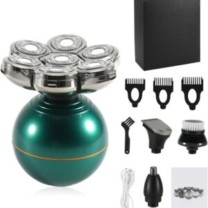 Rasoir électrique homme 4 en 1 7D avec têtes flottantes - Appareil rechargeable multifonction pour barbe et soins du visage - Vert