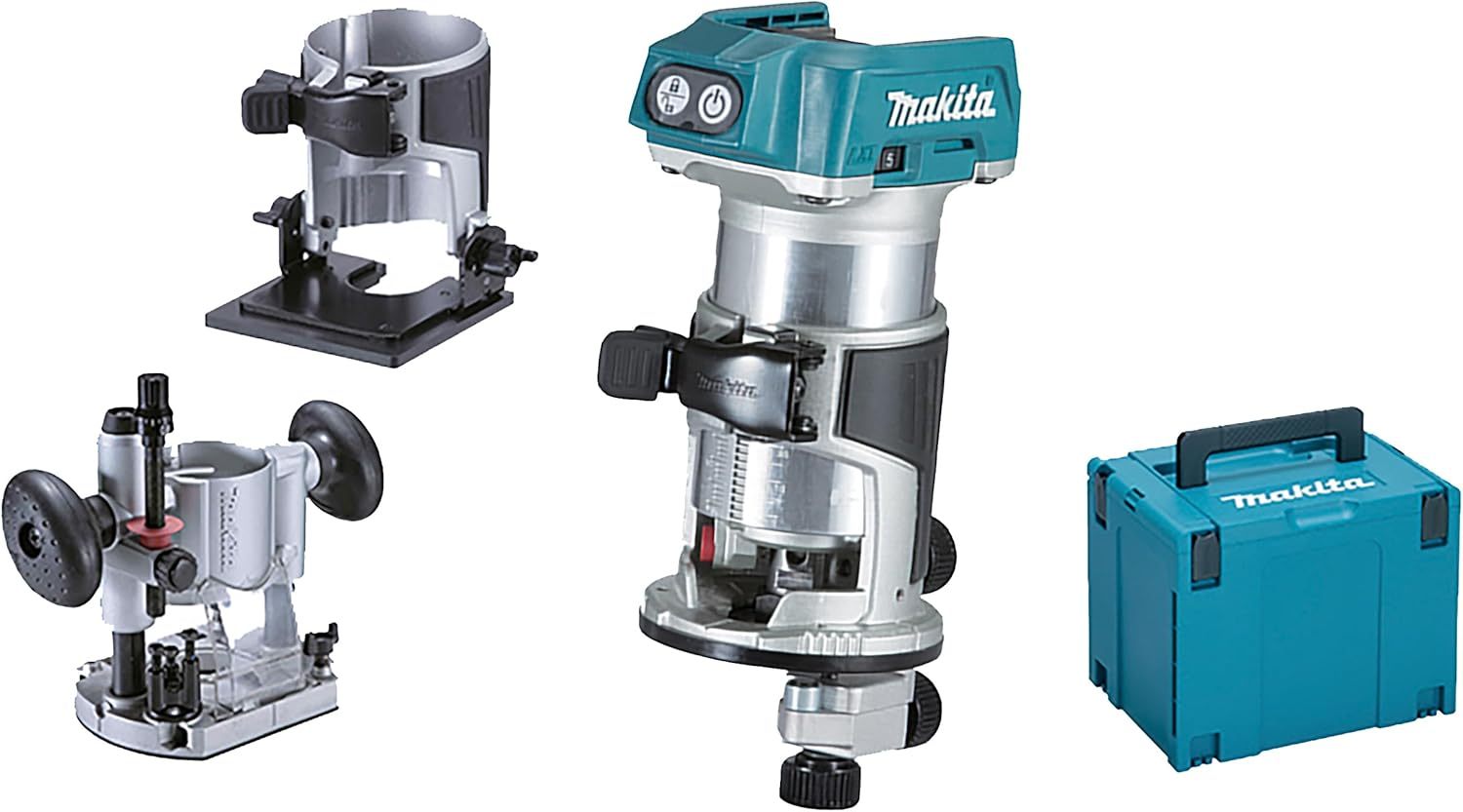 Affleureuse sans fil Makita DRT50ZJX2 - Moteur brushless 18 V lithium ion - Machine seule sans batterie - Modèle compact sans base déportée