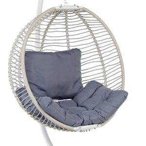 Fauteuil suspendu avec support blanc Arco - Chaise œuf intérieure extérieure résistante aux UV - Siège détente design