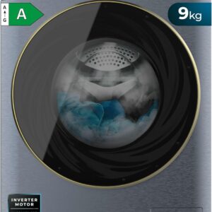 Lave-linge frontal Cecotec Bolero DressCode 9950 Autodose - Capacité 9 kg et essorage 1400 tours - Écran Core Matrix et porte XXL - Éclairage intérieur bleu