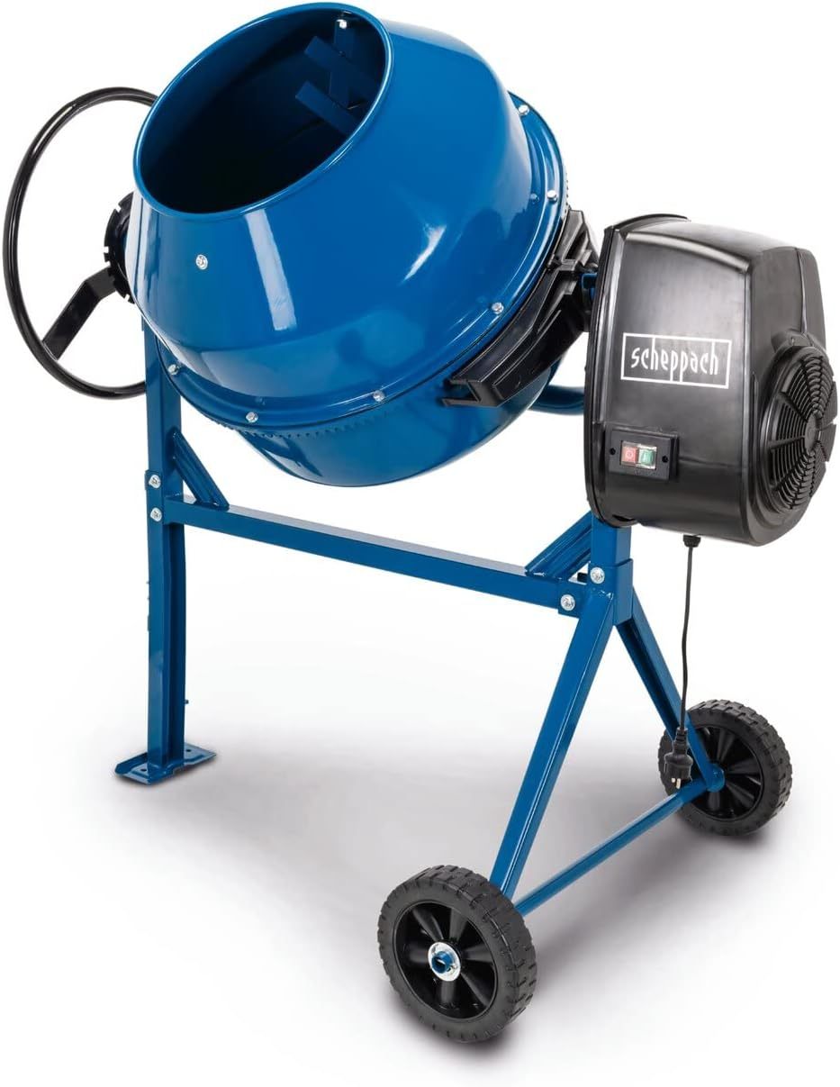 Scheppach MIX180 Bétonnière 800W - Cuve 180L avec couronne en fonte et fond soudé - Tension 230V