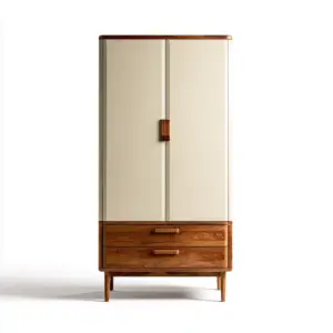 Armoire 2 portes bois 90x45x180 cm - beige - rangement domestique style moderne