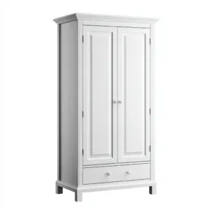 Armoire 2 portes bois 95x50x190 cm - blanc - rangement domestique style classique