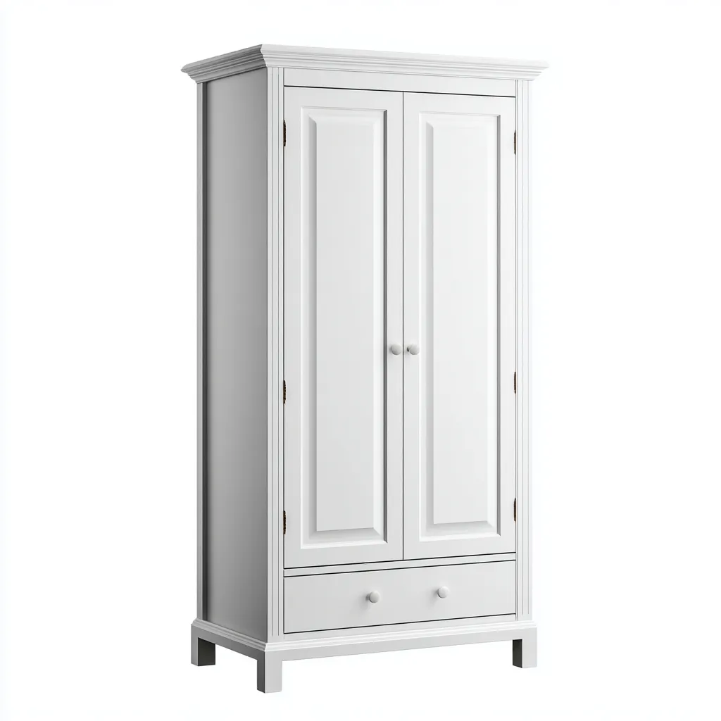 Armoire 2 portes bois 95x50x190 cm - blanc - rangement domestique style classique