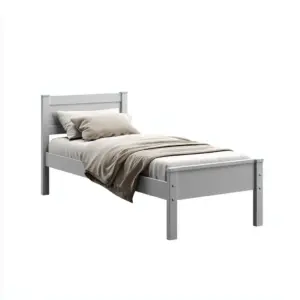 Lit simple en bois 200x90x90 cm gris style épuré