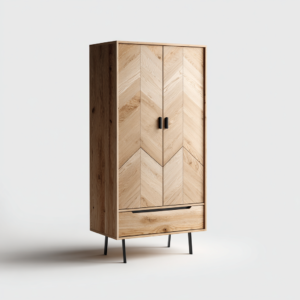 Armoire 2 portes en bois finition naturelle 90x45x180 cm - Bois naturel - Style contemporain