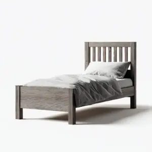 Lit simple bois 200x90x100 cm - gris - style rustique