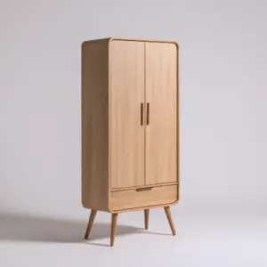 Armoire 2 portes bois 80x50x180 cm - bois naturel - design scandinave