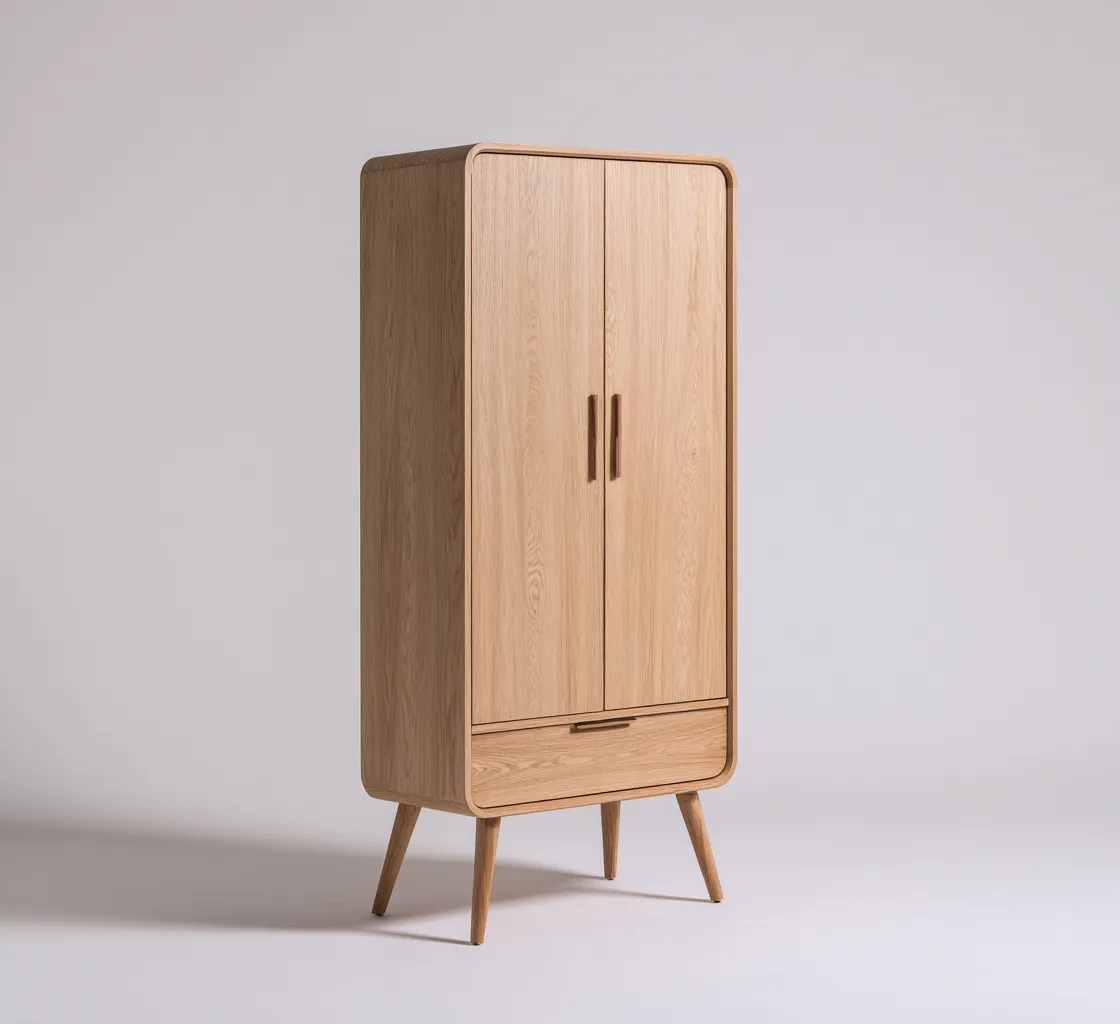 Armoire 2 portes bois 80x50x180 cm - bois naturel - design scandinave