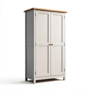 Armoire 2 portes en bois 90x45x180 cm blanc style classique