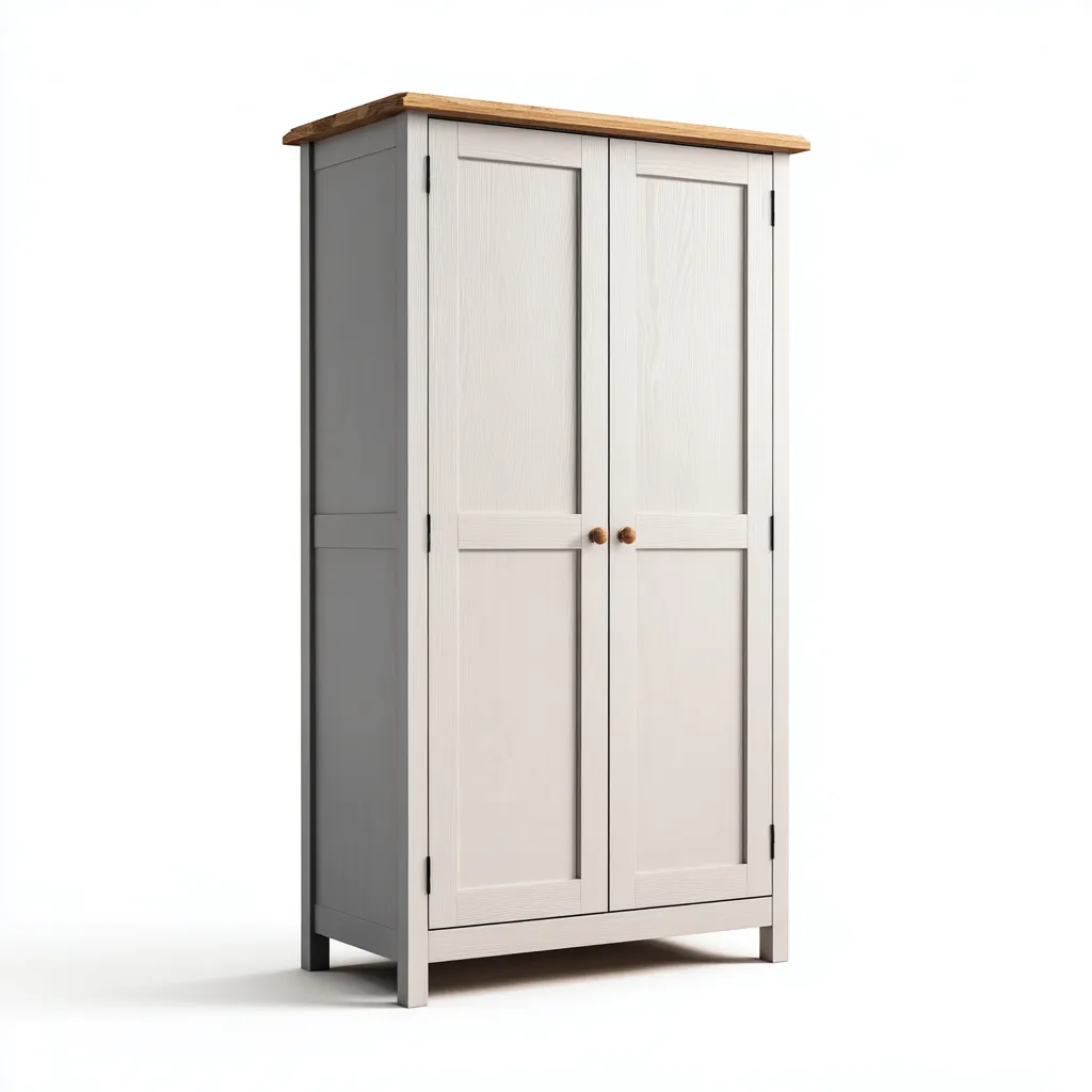 Armoire 2 portes en bois 90x45x180 cm blanc style classique